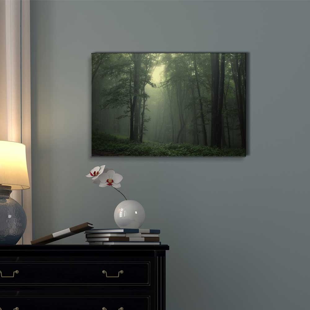 Décoration murale moderne Beau faisceau de lumière dans une forêt Automne Art vendeur Pro