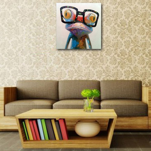Peinture à l'huile sur toile peinte à la main Happy Frog Salon 1 Art vendeur Pro