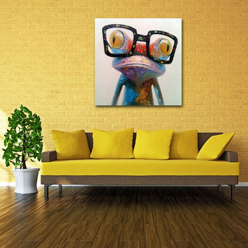 Peinture à l'huile sur toile peinte à la main Happy Frog Salon 3 Art vendeur Pro