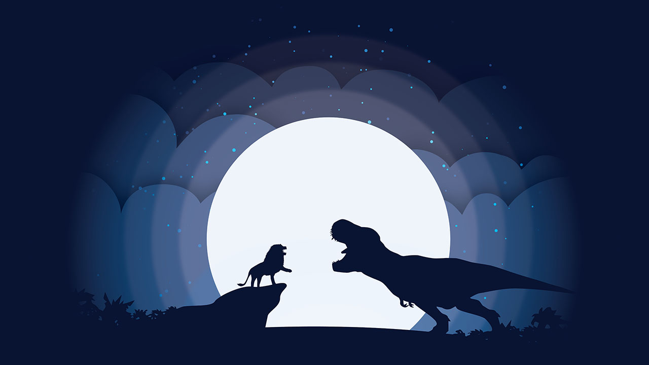 Silhouette animale au clair de la lune Trex Lion Tutoriel Illustrator Vendeur Pro