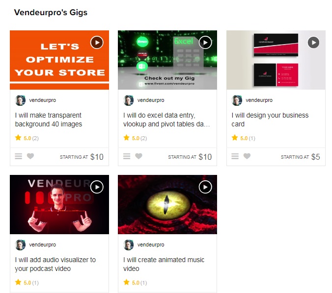 fiverr gigs vendeur pro